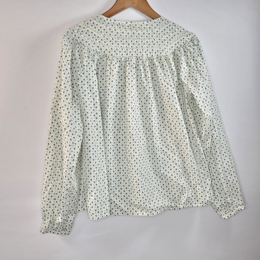 Universal Threads Womens Teal Floral Long Sleeve Tie Front Blouse Size Large - Picture 5 of 14